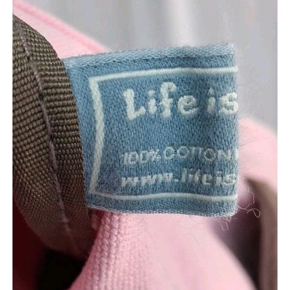 Life is Good Canvas Tote Bag Pink Daisy Graphic L Shoulder Bag Travel Vacation - Picture 7 of 10